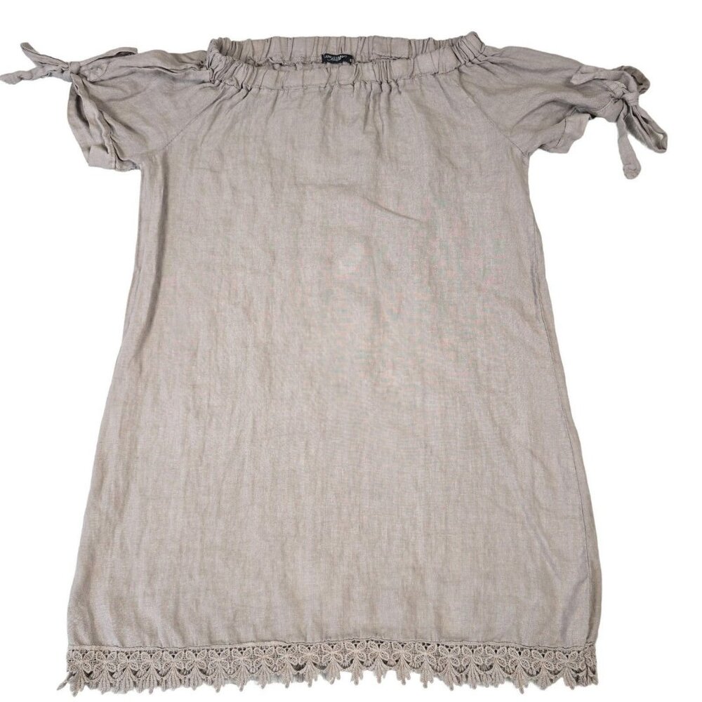 Lungo Larno Dress Womens Small Linen Lace Off Shoulder Italy Cottagecore Boho